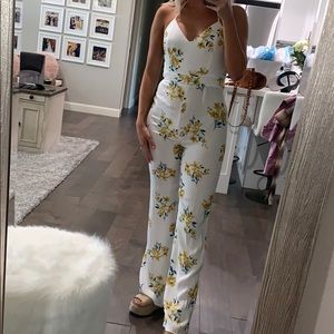 Cute daisy floral jumpsuit with a halter top